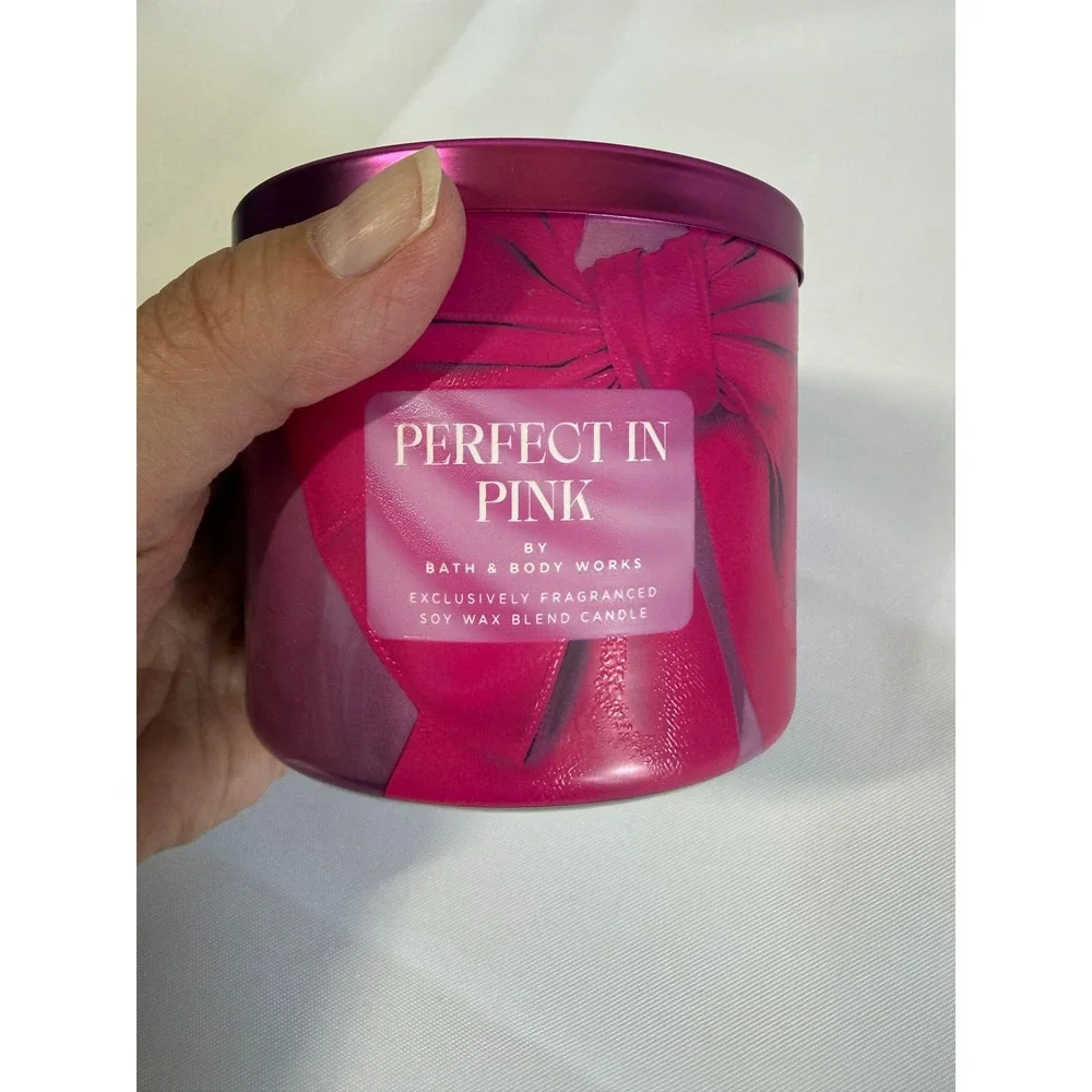 NEW Bath & Body Works Perfect In Pink Pink Cherry Almond 3 Wick 14.5oz